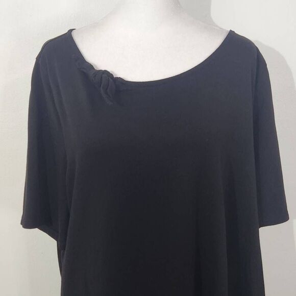 Talbots Black Tee with Knot Detail Size 2X Talbots Black Cotton T-shirt - Picture 2 of 6